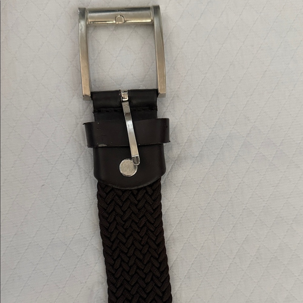 Men's Chocolate Brown Woven Belt with heavy duty chrome buckle size 36 in